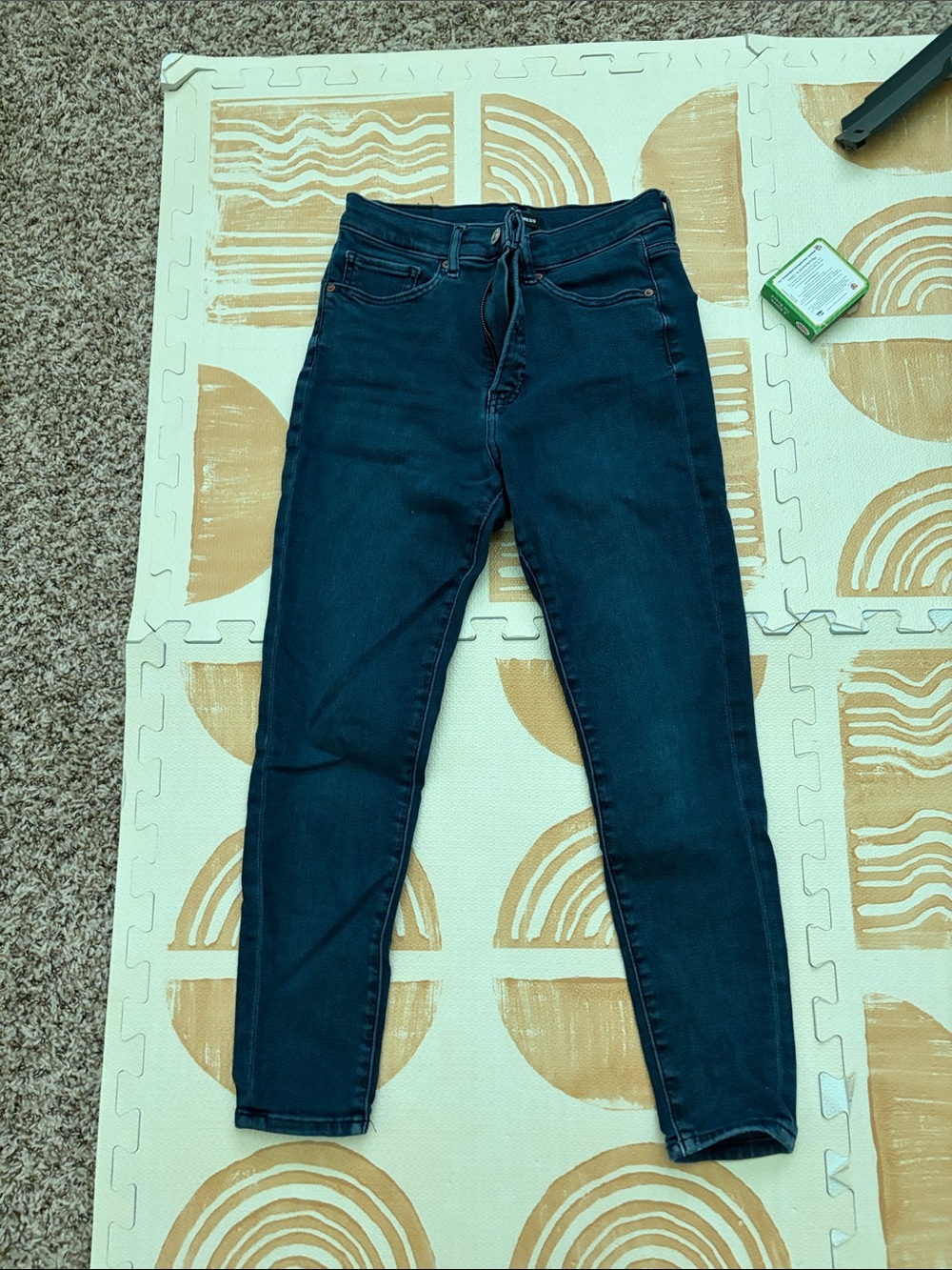 Express Dark Blue High-Rise Tie-Waist Skinny Jeans